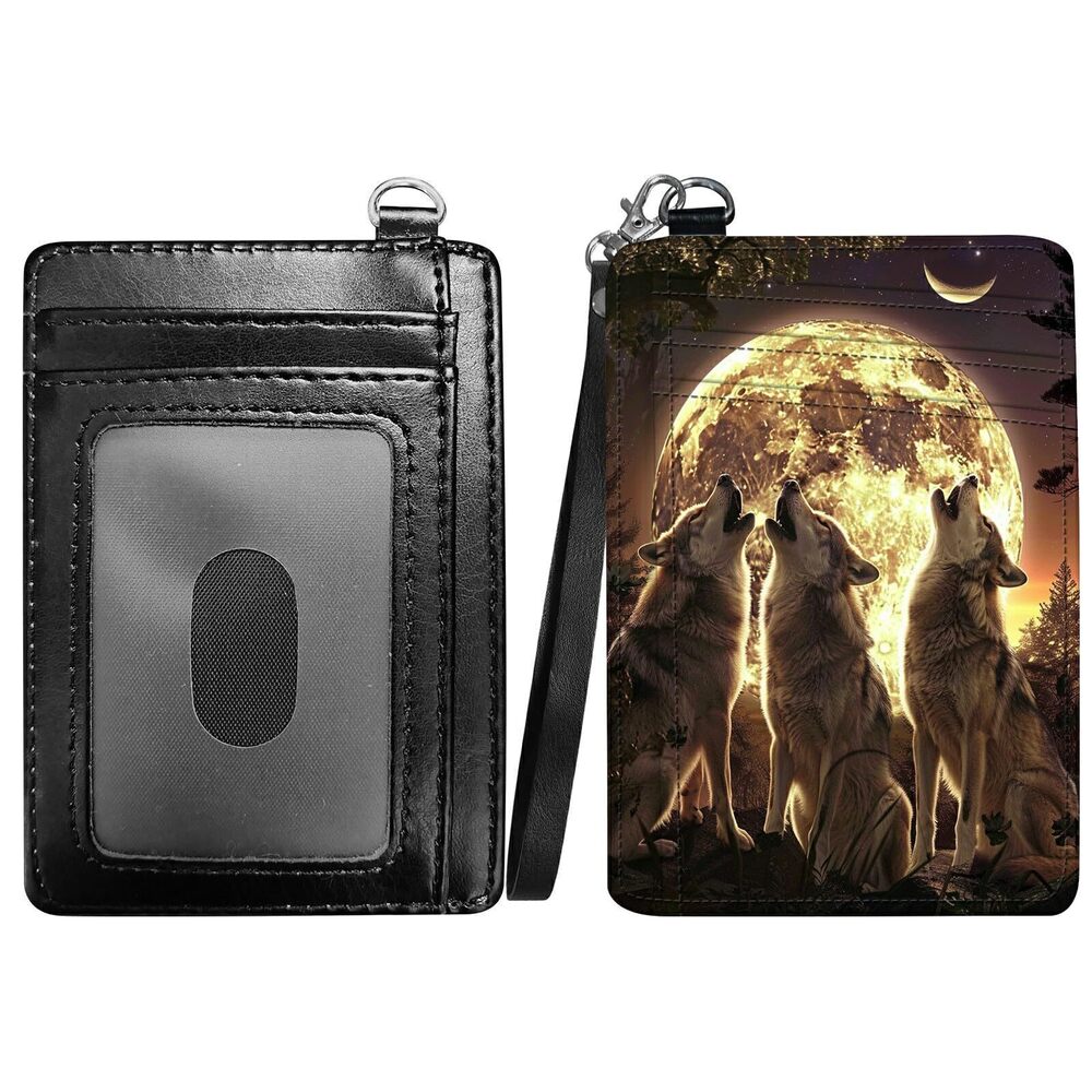 6212 Moonwolf Slim Minimalist Wallet with Lanyard Strap, PU Leather Front